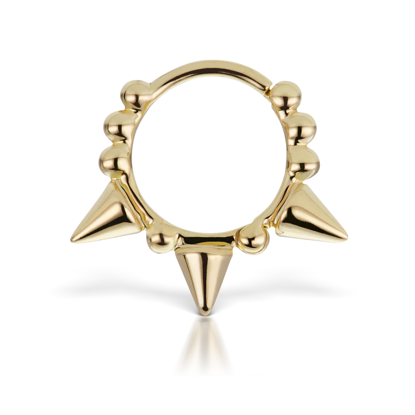 Triple Short Spike Granulated Hoop Earring - Image 16