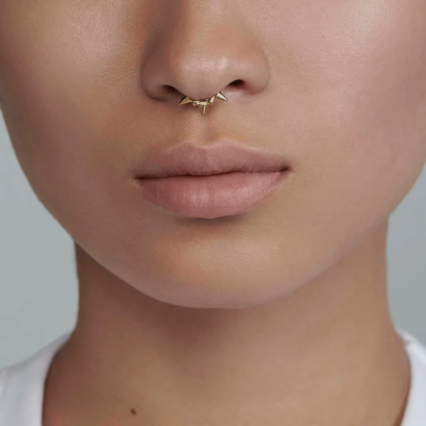 Triple Short Spike Granulated Hoop Earring - Image 17