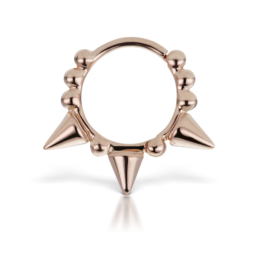 Triple Short Spike Granulated Hoop Earring - Image 24