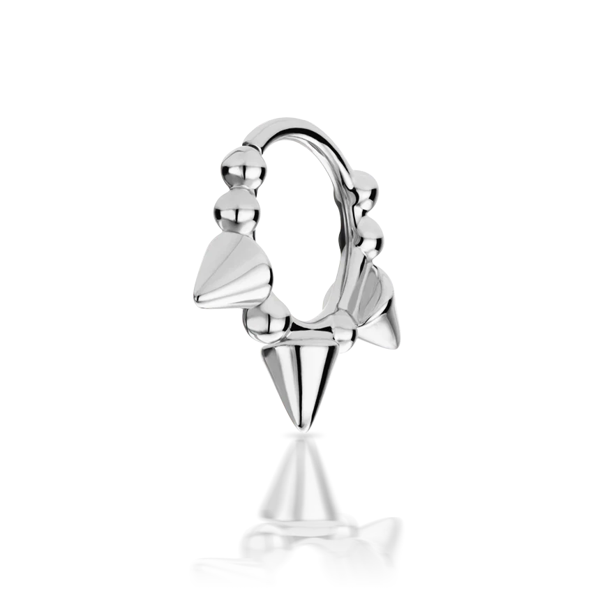 Triple Short Spike Granulated Hoop Earring - Image 5