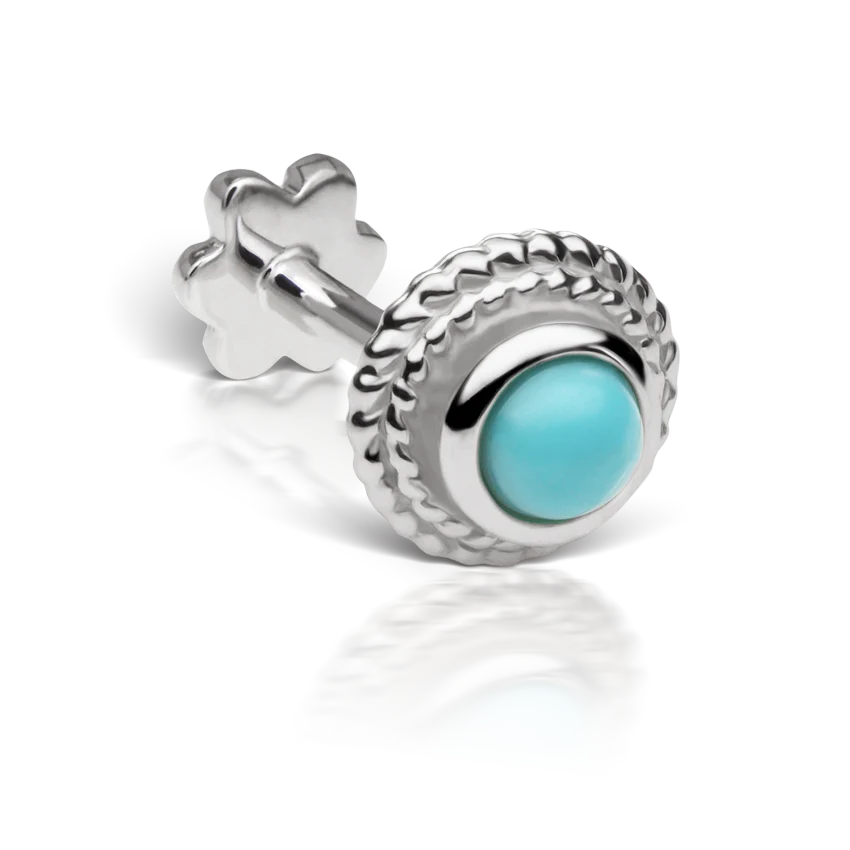 Turquoise Thin Braid Threaded Stud Earring With Titanium Backing