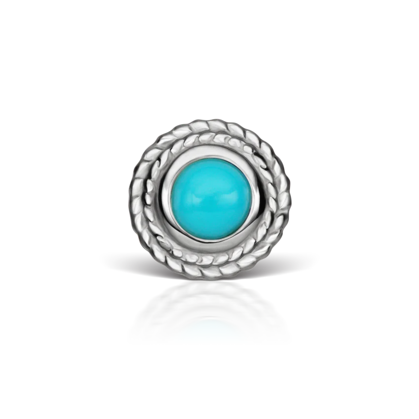 Turquoise Thin Braid Threaded Stud Earring With Titanium Backing - Image 3