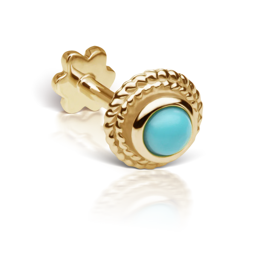 Turquoise Thin Braid Threaded Stud Earring With Titanium Backing - Image 5