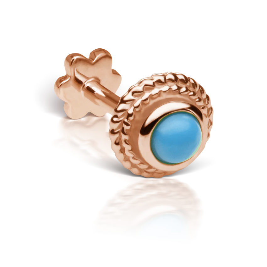 Turquoise Thin Braid Threaded Stud Earring With Titanium Backing - Image 8