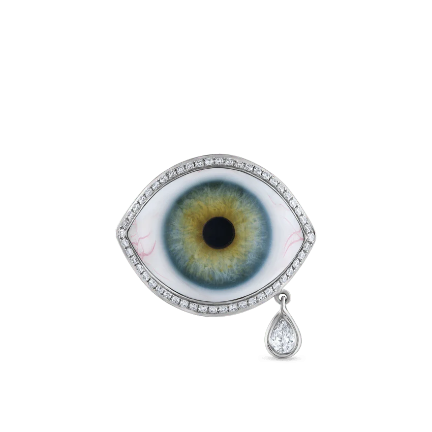 Diamond Halo Teardrop Eye Finger Ring - Image 13