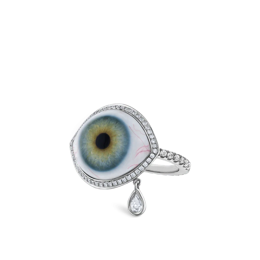 Diamond Halo Teardrop Eye Finger Ring - Image 15