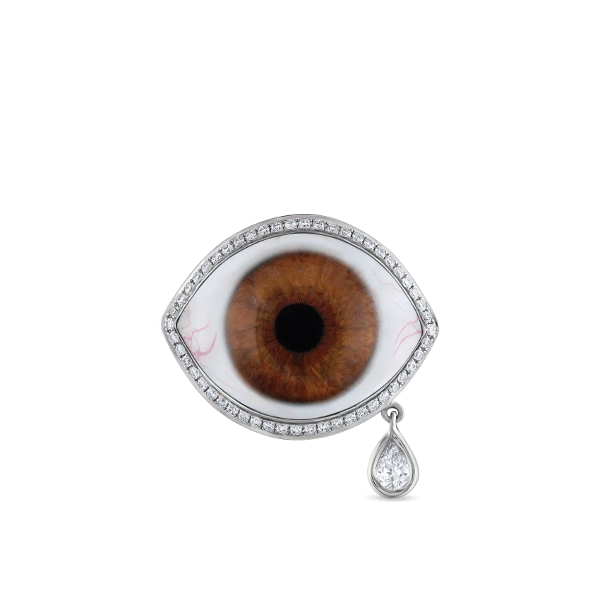 Diamond Halo Teardrop Eye Finger Ring - Image 26