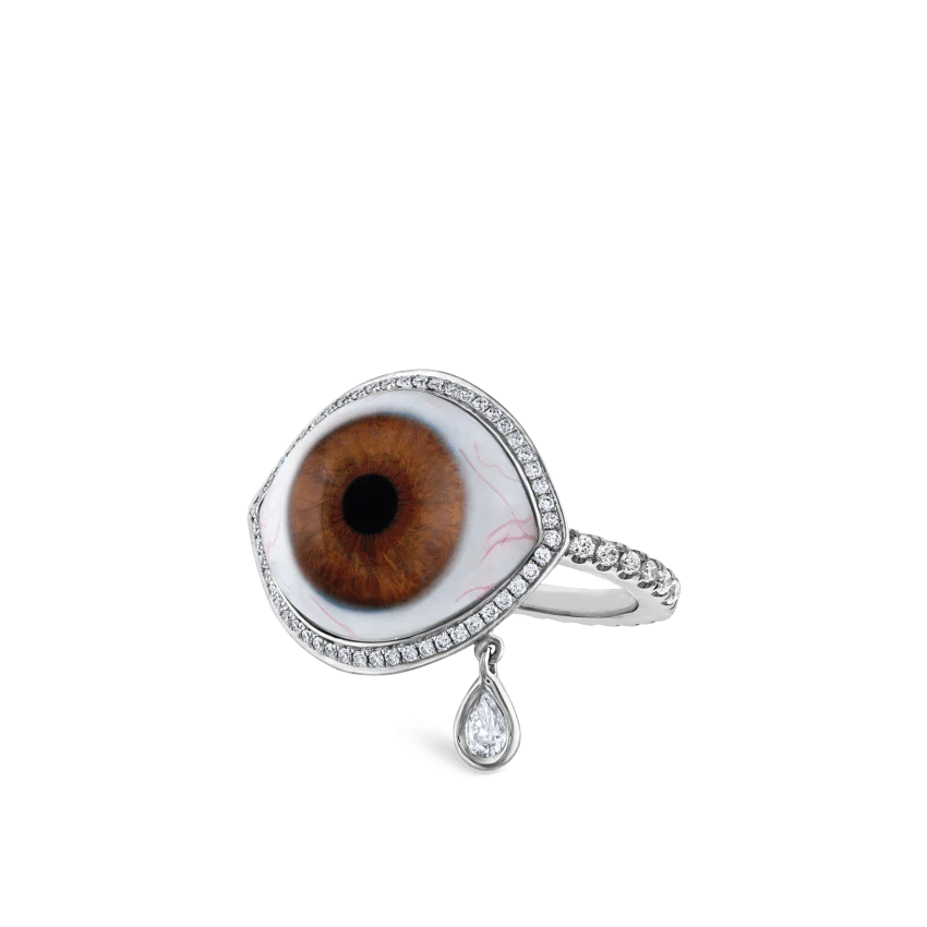 Diamond Halo Teardrop Eye Finger Ring - Image 29