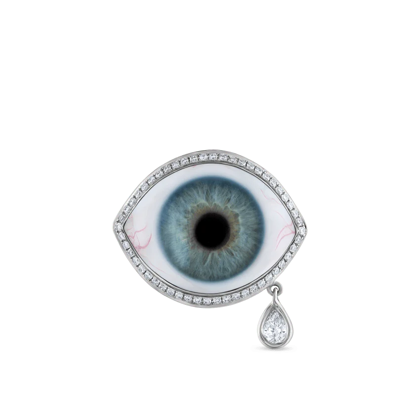 Diamond Halo Teardrop Eye Finger Ring - Image 32