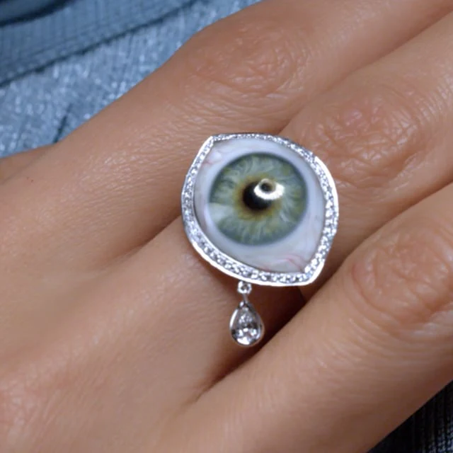 Diamond Halo Teardrop Eye Finger Ring - Image 38
