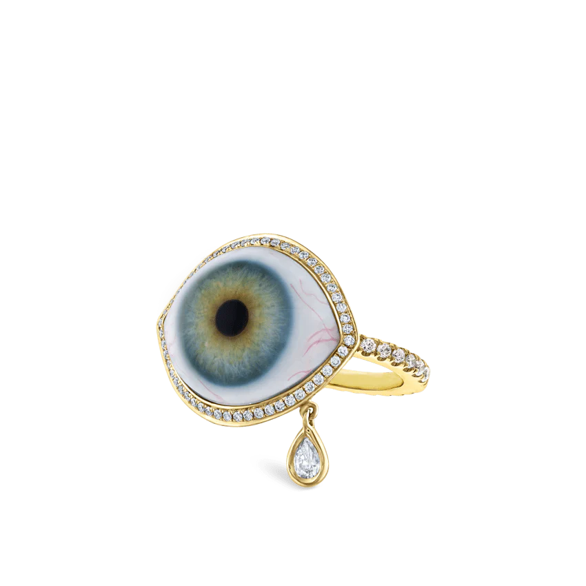 Diamond Halo Teardrop Eye Finger Ring - Image 43