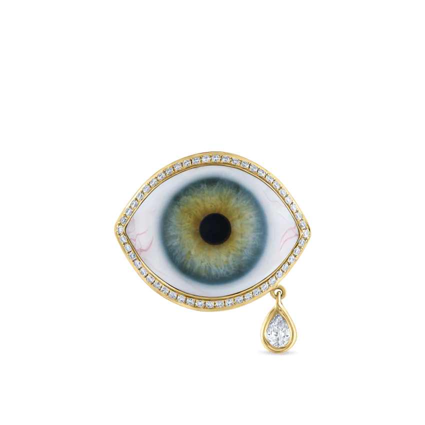 Diamond Halo Teardrop Eye Finger Ring - Image 45