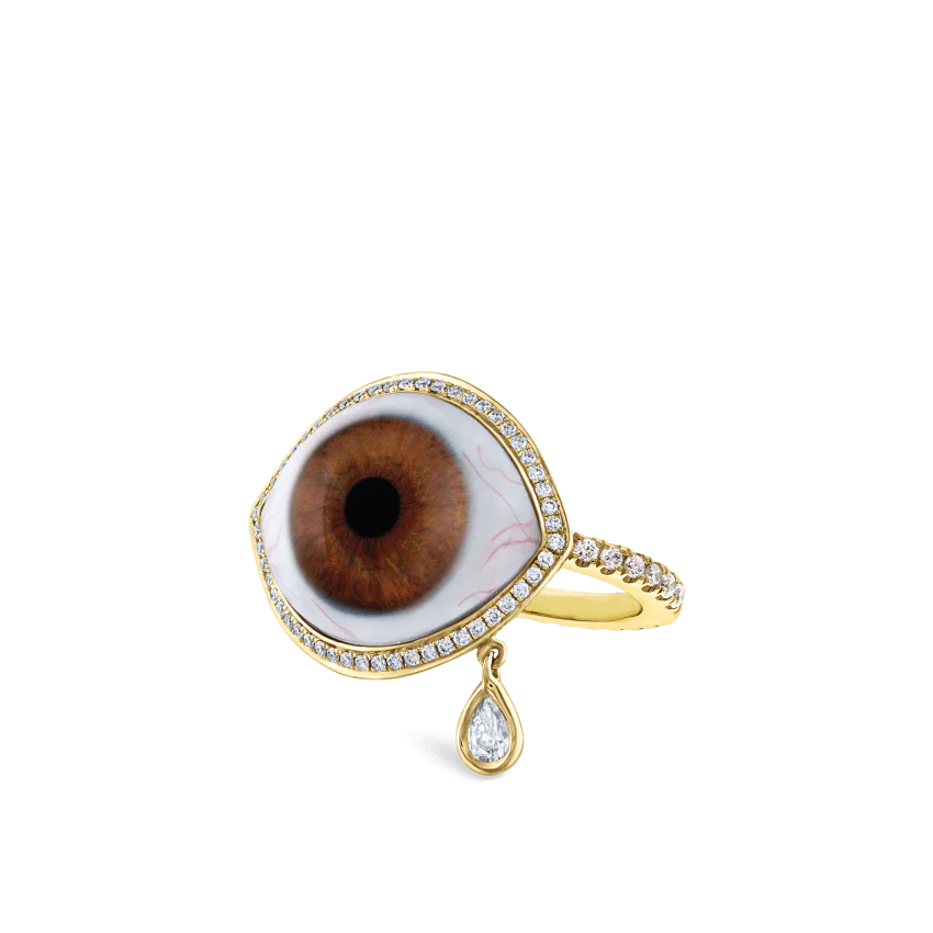Diamond Halo Teardrop Eye Finger Ring - Image 54