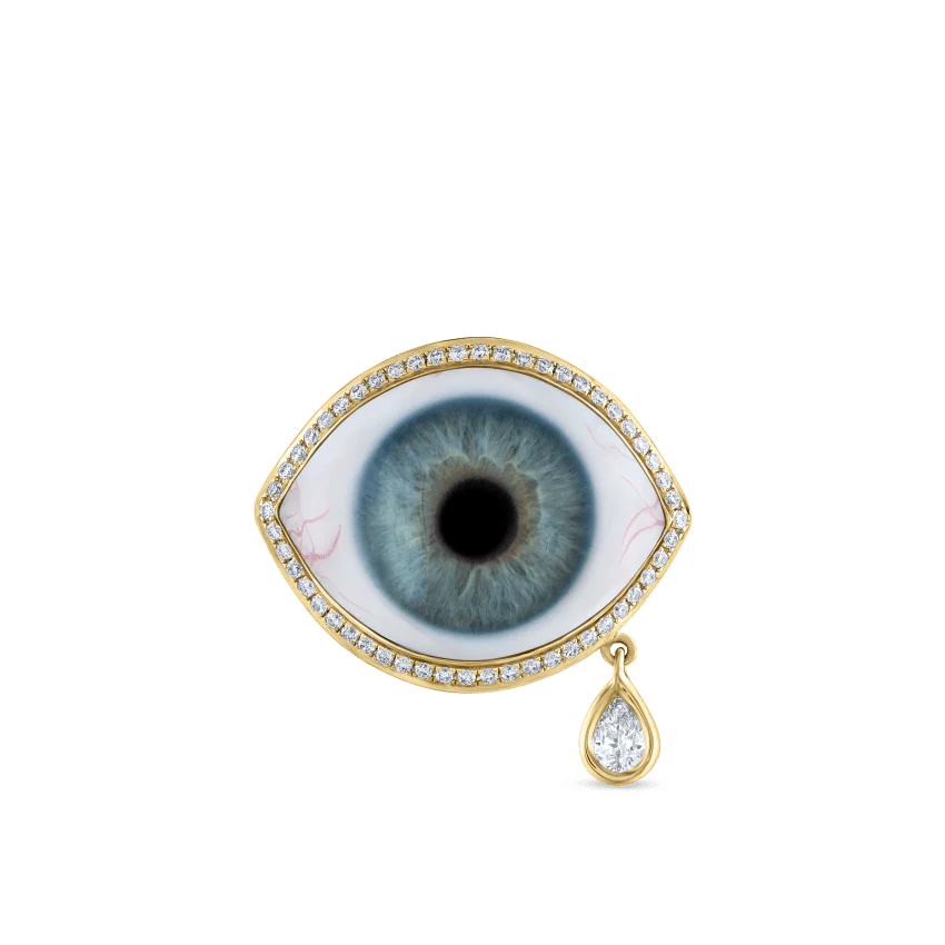 Diamond Halo Teardrop Eye Finger Ring - Image 69