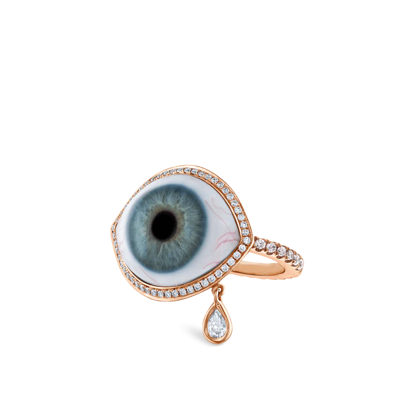 Diamond Halo Teardrop Eye Finger Ring - Image 82