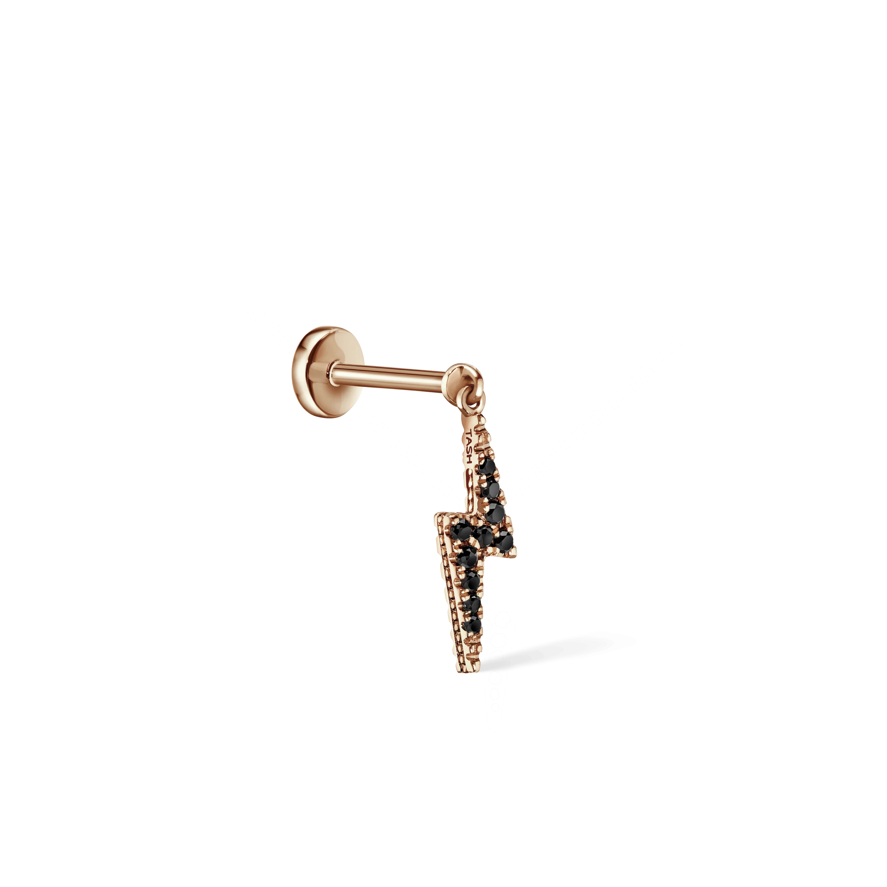 White and Black Diamond Lightning Bolt Threaded Charm Earring - Image 2