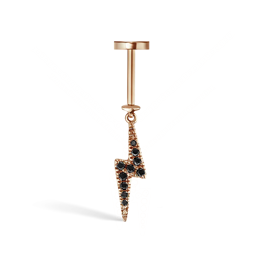 White and Black Diamond Lightning Bolt Threaded Charm Earring - Image 9